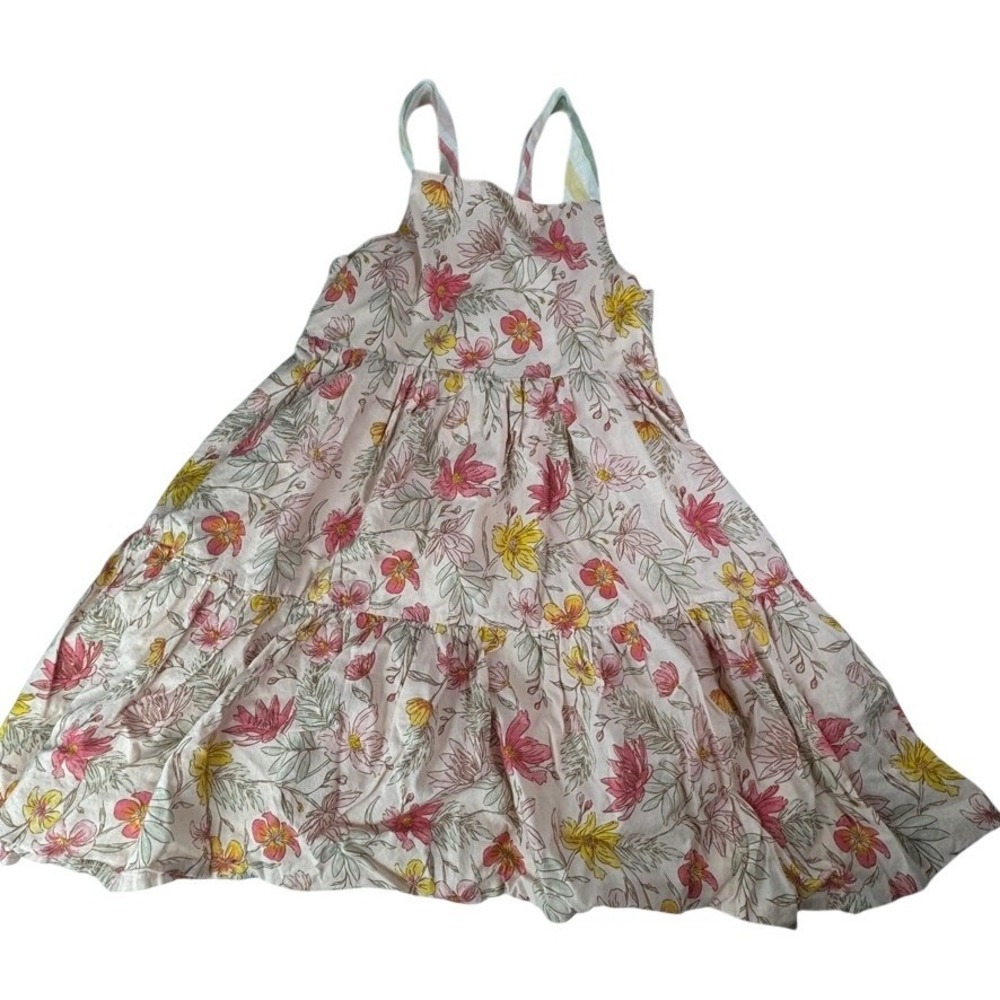 Cupcakes and Cashmere Girls Pink Floral Tiered Sun Dress Smocked Back Size 6